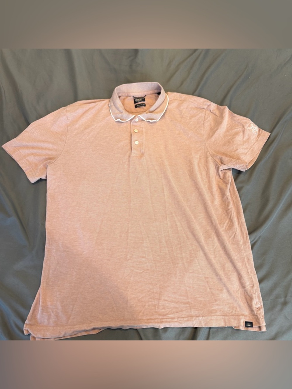 Faherty Mens XL Movement Polo Shirt Pink Preppy